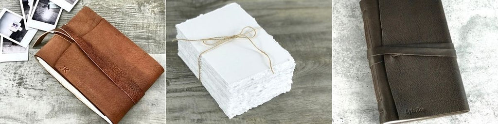 Personalized Leather Books Stationary and Deckled edge paper