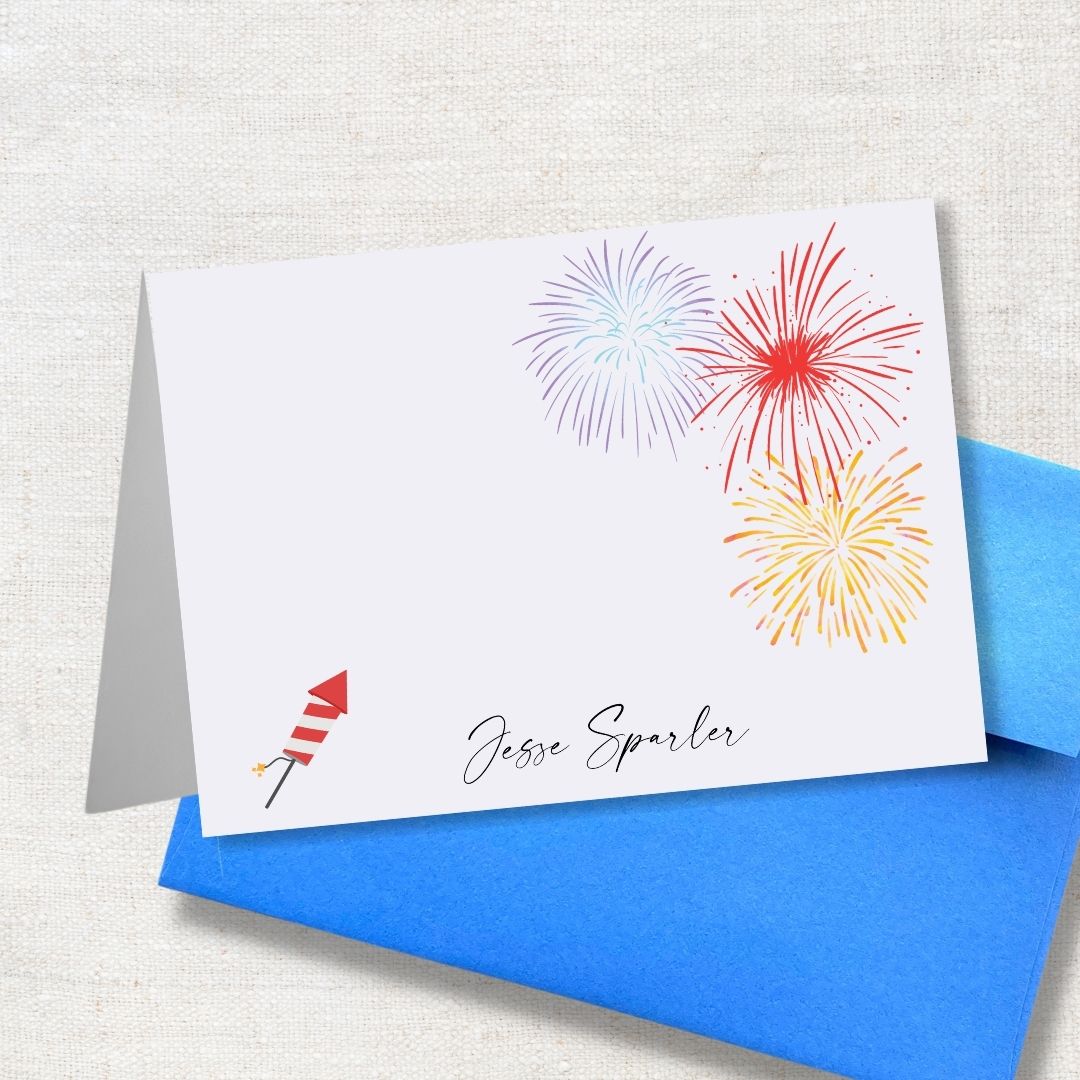 Someecards Firecracker Personalized Folded Notecard Set Fireworks and Fire cracker Design 49 ...