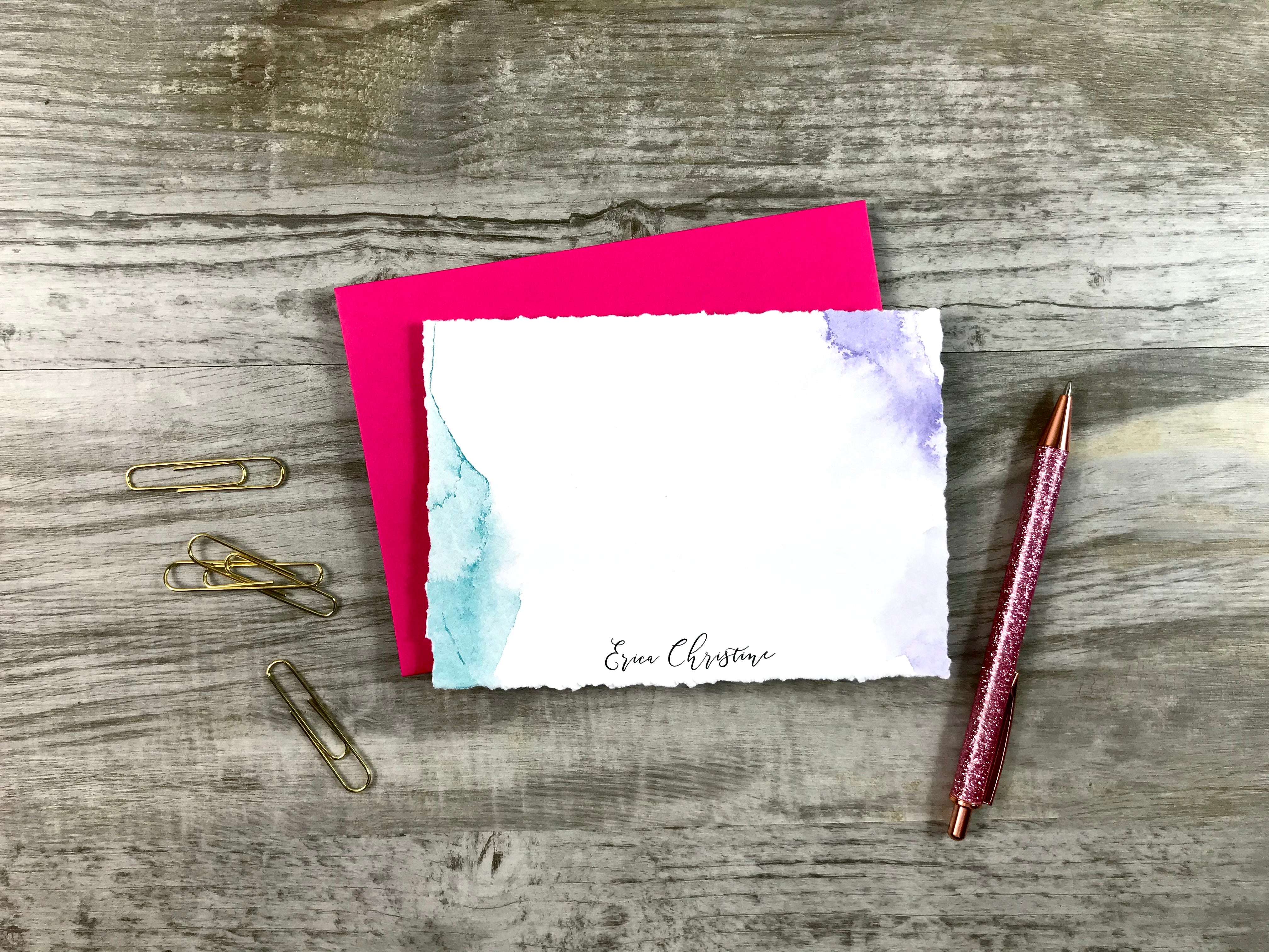 Personalized Deckled Edge Notecards Design NC21 – Leather and Earth Co