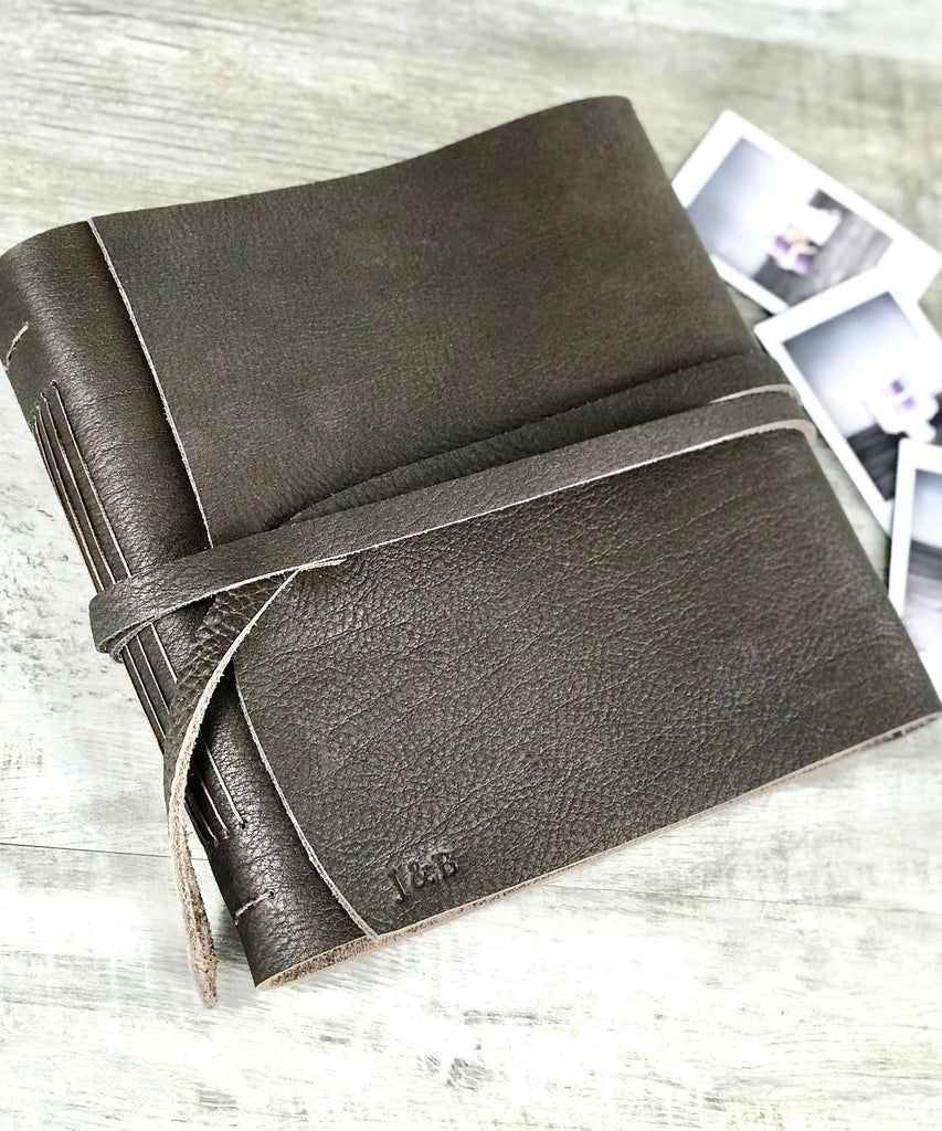 Personalized Leather photo album wedding guest book