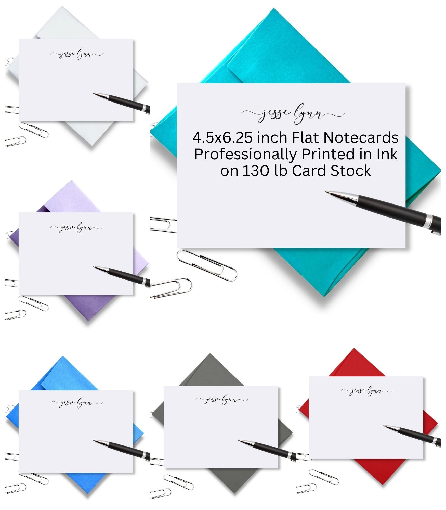 Custom Face Less Note Cards Personalized Flat Notecards Simple Calligraphy Design 2 – Leather and ...